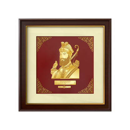 Guru Gobind Singh Ji | Divine Warrior Saint Gold on Gold Wall Hanging Frame in 24K Gold Plated Foil