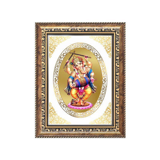 Dancing Ganesha | Divine Joy Wall & Tabletop Royal Photo Frame in 24K Gold Plated Foil