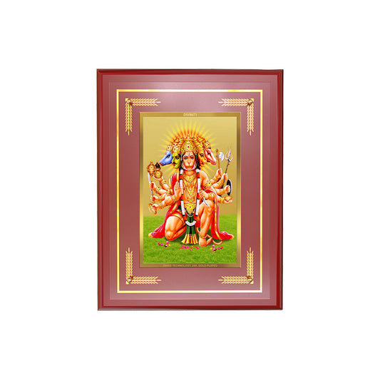 Diviniti 24K Gold Plated Panchmukhi Hanuman Blessing Tabletop Photo Frame | Protection, Strength & Divine Power