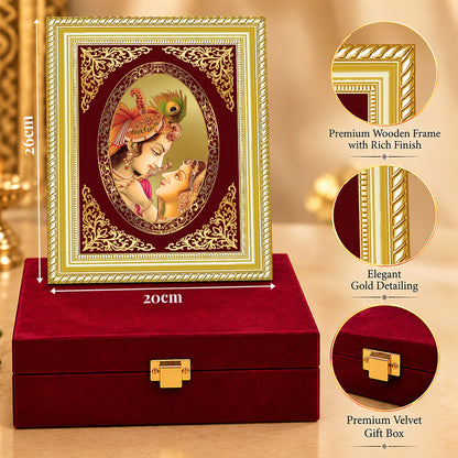 24K Gold-Plated Radha Krishna Frame | Premium Gift Box | 26x20 CM