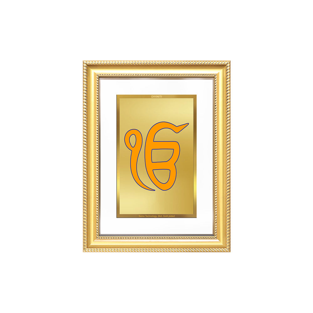 Diviniti 24K Gold Plated Ik Omkar (Classic) Divine Wall Frame for Home Mandir & Office Decor | Luxury Spiritual Gift