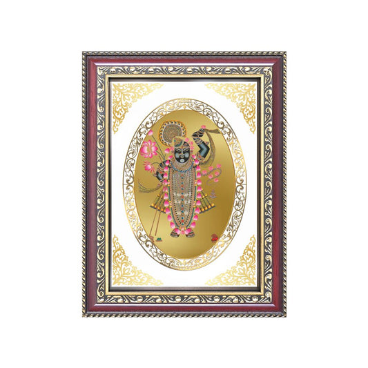 Shrinath Ji | Divine Nathdwara Krishna Wall & Tabletop Royal Photo Frame in 24K Gold Plated Foil