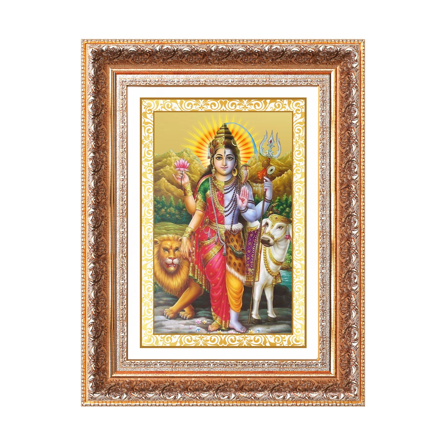Ardhnarishwara | Naranari | Ammaiyappan Ardhanarinateshvara for Wall Photo Frame in 24K Gold Plated Foil