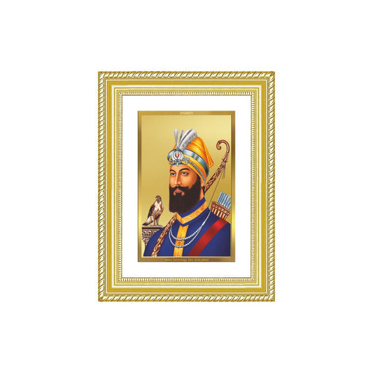 Diviniti 24K Gold Plated Guru Gobind Singh Ji (Classic) Sacred Sikh Wall Frame for Home Decor & Office Ambiance | Premium Spiritual Gift