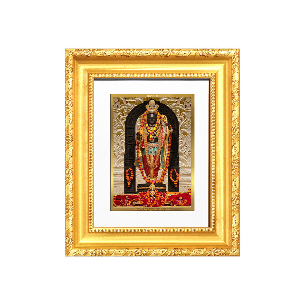 Diviniti 24K Gold Plated Ram Lalla |Divine Table Top Frame for Home Mandir & Office Decor | Luxury Spiritual Gift