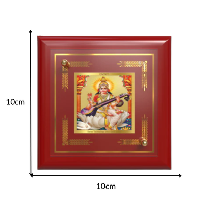 Goddess Saraswati | Divine Mother of Wisdom & Arts Tabletop Frame in 24K Gold Plated Foil