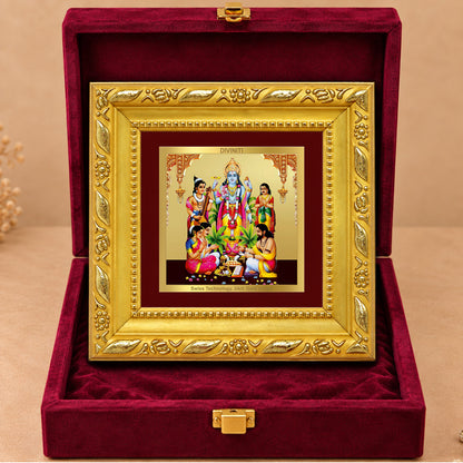 24K Gold-Plated Lord Satyanarayan Frame | Premium Gift Box | 10x10 CM