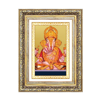 Diviniti 24K Gold Plated Dagadu Ganesha (Classic) Divine Wall Frame for Home Mandir & Office Decor | Luxury Spiritual Gift