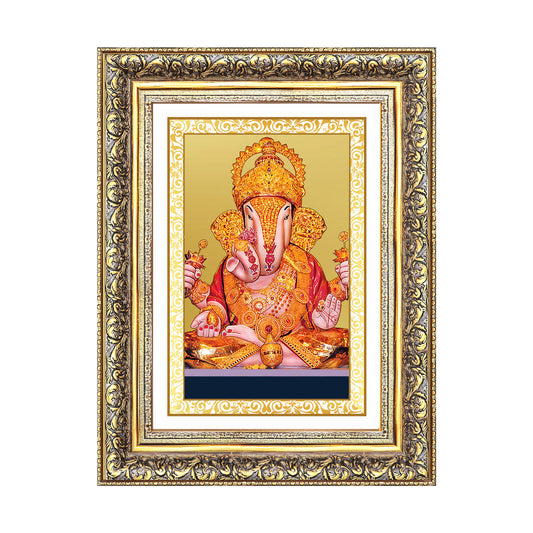 Diviniti 24K Gold Plated Dagadu Ganesha (Classic) Divine Wall Frame for Home Mandir & Office Decor | Luxury Spiritual Gift