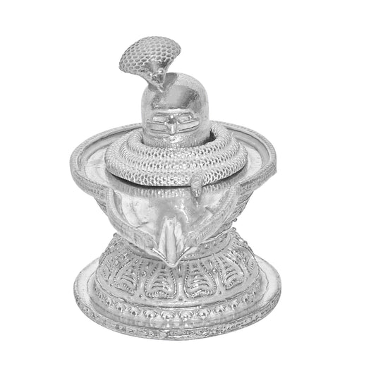 Diviniti 925 Pure Silver Shiv Ling Idol Statue Authentic Spiritual Worship and Meditation for Home Office Décor, Tabletop, Puja Room Gift (5x9 CM, 90g)