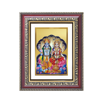 Diviniti 24K Gold Plated Vishnu Lakshmi (Classic) Divine Wall and Table Top Frame for Home Mandir & Office Decor | Luxury Spiritual Gift