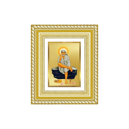 Diviniti 24K Gold Plated Sai Baba Divine Table Top Frame for Home Mandir & Office Decor | Luxury Spiritual Gift
