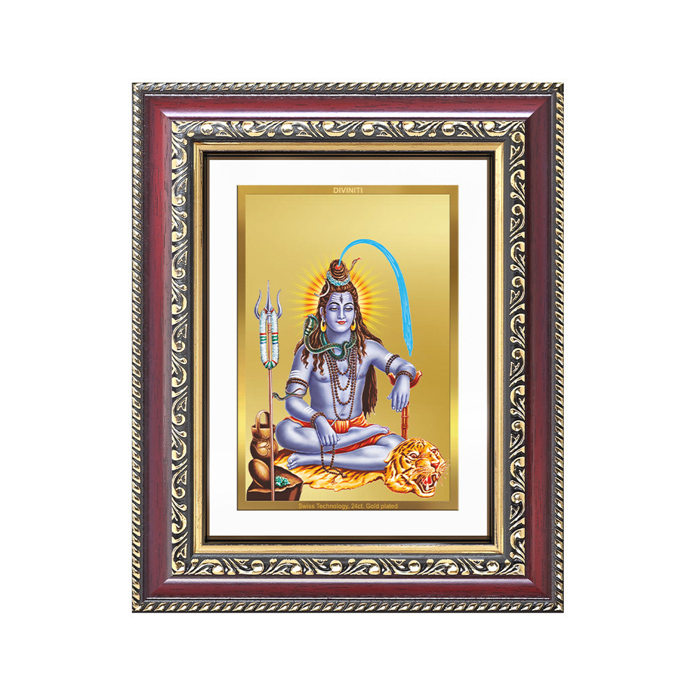 Diviniti 24K Gold Plated Shiva (Classic) Divine Wall and Table Top Frame for Home Mandir & Office Decor | Luxury Spiritual Gift