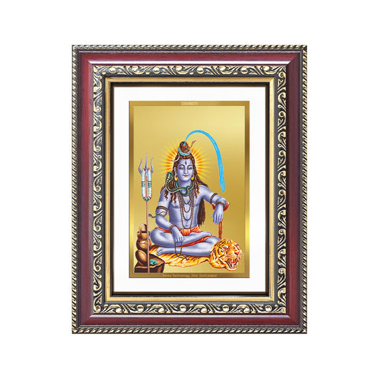 Diviniti 24K Gold Plated Shiva (Classic) Divine Wall and Table Top Frame for Home Mandir & Office Decor | Luxury Spiritual Gift