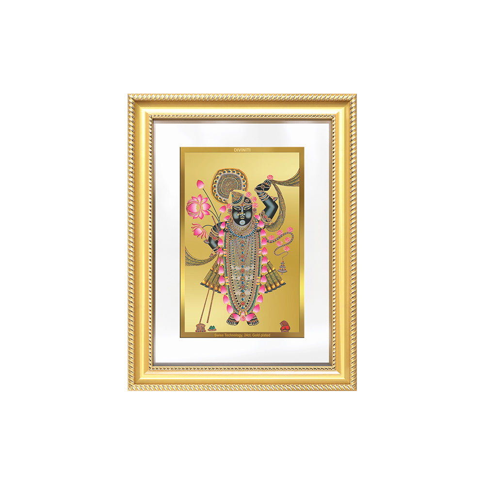 Diviniti 24K Gold Plated Shrinath Ji (Classic) Divine Wall Frame for Home Mandir & Office Decor | Luxury Spiritual Gift