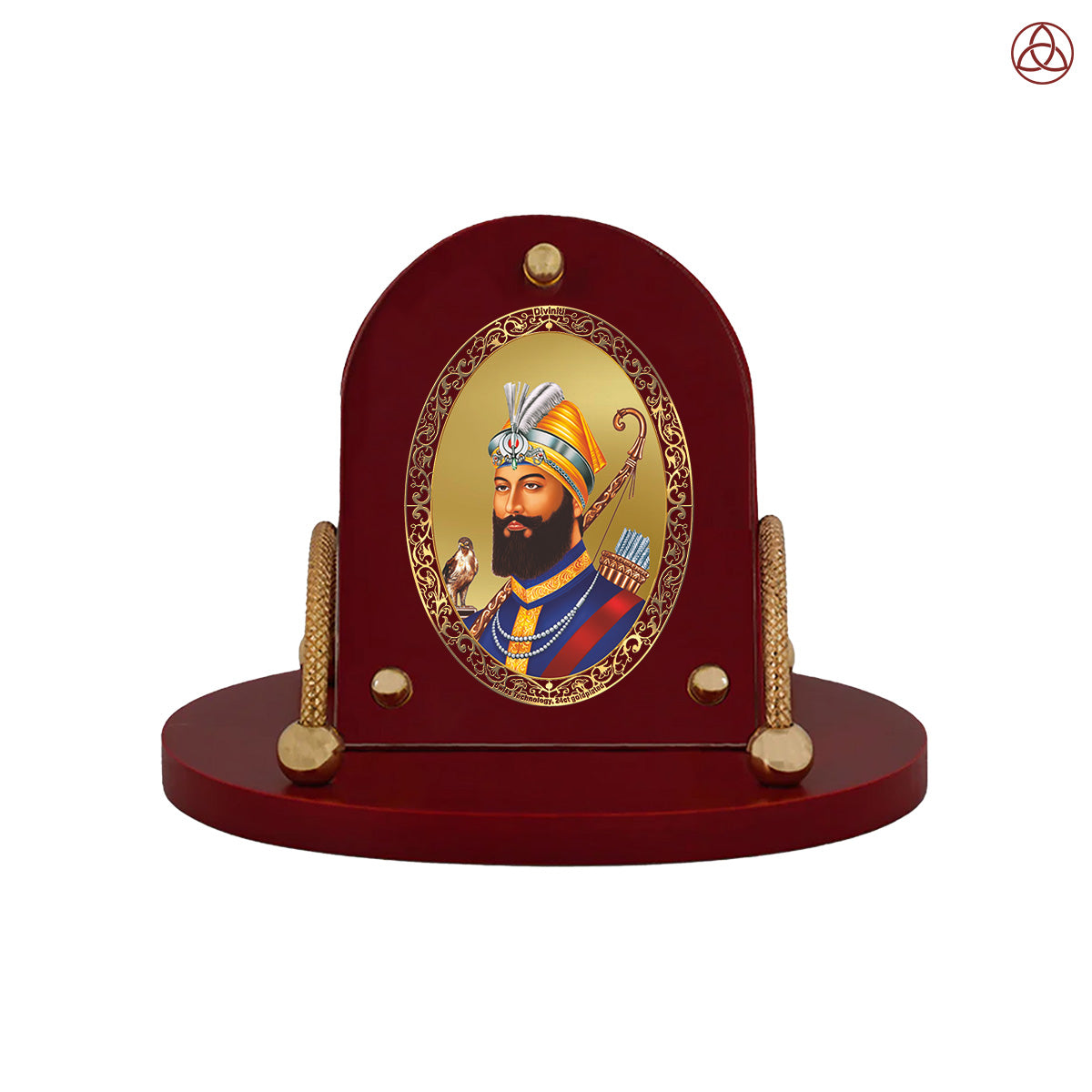 Guru Gobind Singh Ji | Divine Sikh Guru 24K Gold Plated Photo Frame for Car Dashboard, Home Décor & Tabletop | Blessings of Courage, Faith & Strength