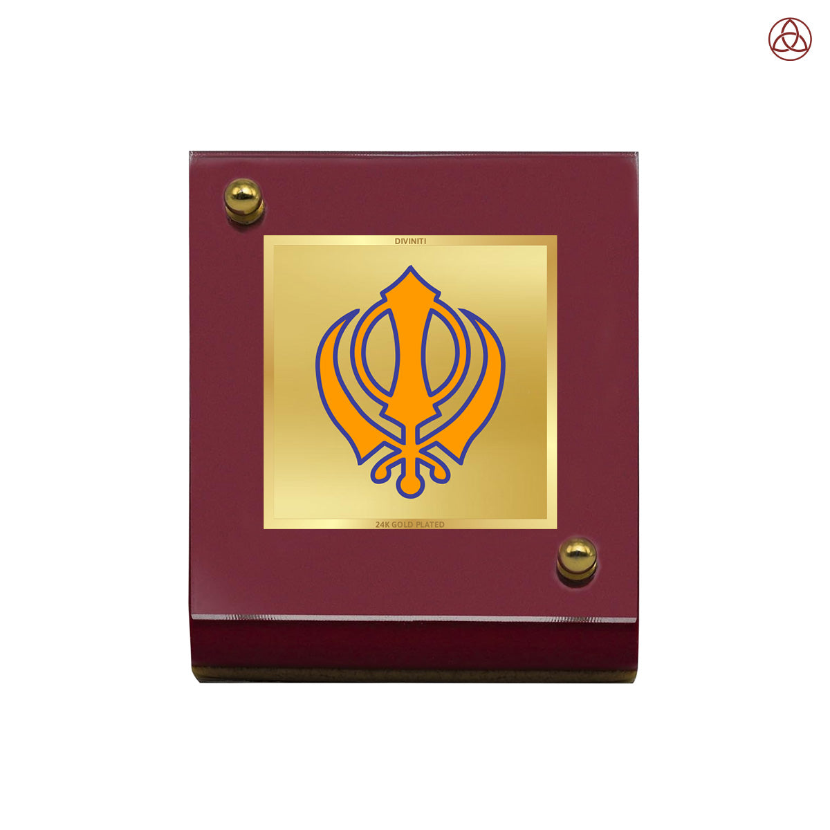 Khanda Sahib | Divine Sikh Khanda Car Dashboard & Tabletop Photo Frame in 24K Gold Plated Foil