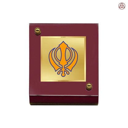 Khanda Sahib | Divine Sikh Khanda Car Dashboard & Tabletop Photo Frame in 24K Gold Plated Foil