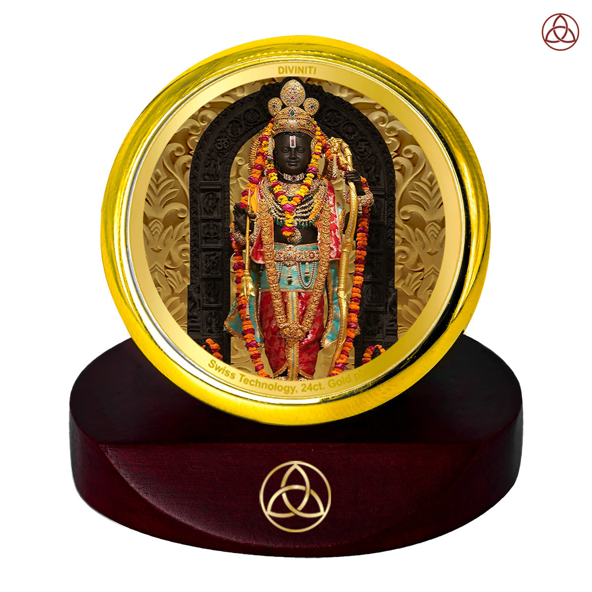 Ram Lalla | Divine Child Form of Lord Ram at Ayodhya Temple Car Dashboard Frame in 24K Gold Plated Foil