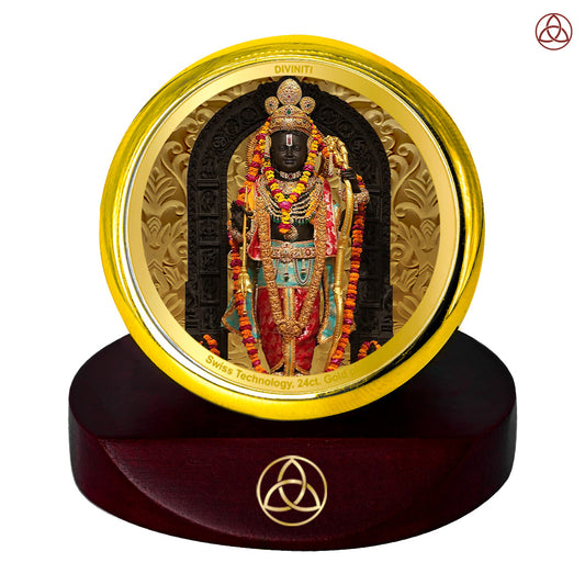 Ram Lalla | Divine Child Form of Lord Ram at Ayodhya Temple Car Dashboard Frame in 24K Gold Plated Foil