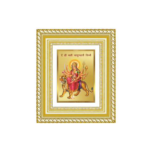 Diviniti 24K Gold Plated Durga With Mantra Divine Table Top Frame for Home Mandir & Office Decor | Luxury Spiritual Gift