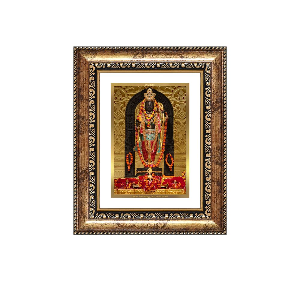 Diviniti 24K Gold Plated Ram Lalla (Classic) Divine Wall and Table Top Frame for Home Mandir & Office Decor | Luxury Spiritual Gift
