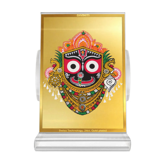 Jagannath | Divine Lord Jagannath Car Dashboard & Tabletop Photo Frame in 24K Gold Plated Foil