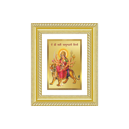 Diviniti 24K Gold Plated Durga With Mantra (Classic) Divine Wall and Table Top Frame for Home Mandir & Office Decor | Luxury Spiritual Gift