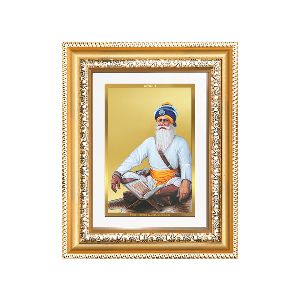 Diviniti 24K Gold Plated Baba Deep Singh Sacred Sikh Wall and Table Top Frame for Home Decor & Office Ambiance | Premium Spiritual Gift