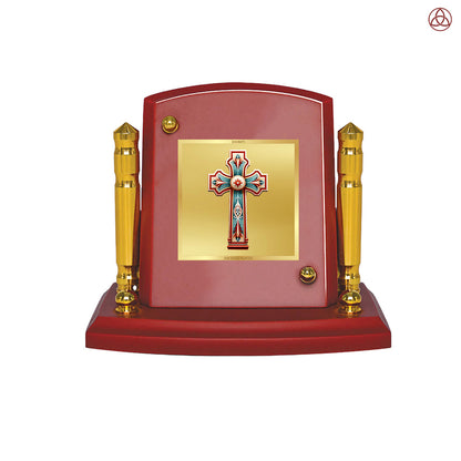 Holy Cross | Divine Christian Cross Car Dashboard & Tabletop Photo Frame in 24K Gold Plated Foil