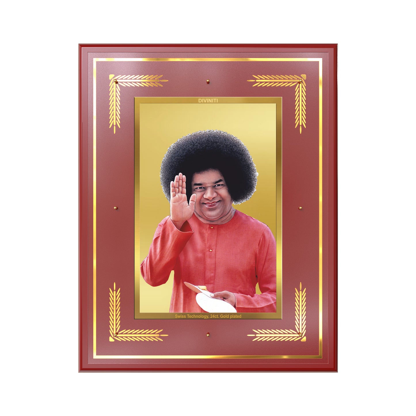 Sri Sathya Sai Baba | Avatar of Love and Universal Harmony Wall Mount Photo Frame in 24K Gold Plated Foil