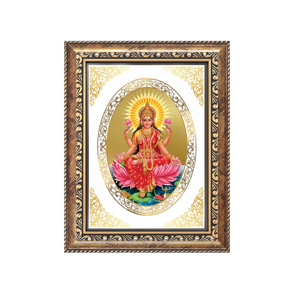 Goddess Lakshmi | Divine Prosperity Wall & Tabletop Royal Photo Frame in 24K Gold Plated Foil