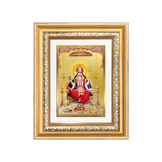 Diviniti 24K Gold Plated Santoshi Mata (Classic) Divine Wall and Table Top Frame for Home Mandir & Office Decor | Luxury Spiritual Gift
