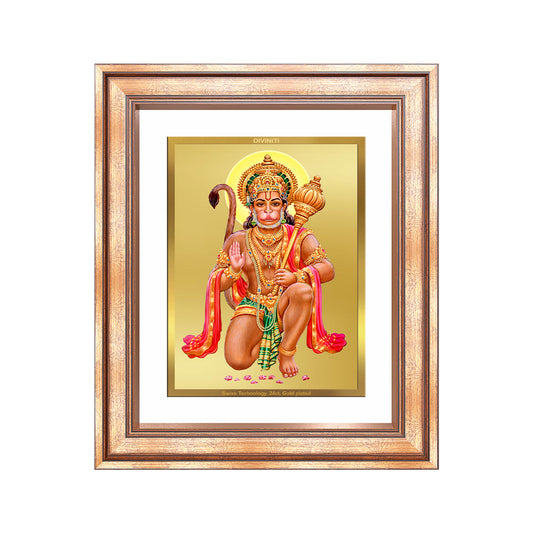 Diviniti 24K Gold Plated Hanuman With Blessings (Classic) Divine Wall Frame for Home Mandir & Office Decor | Luxury Spiritual Gift