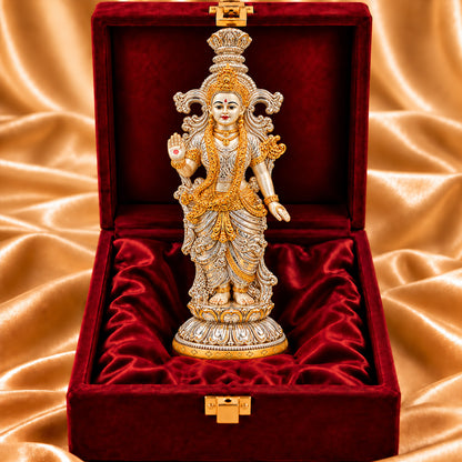 999 Silver-Plated Dual-Tone Radha Rani Idol | Premium Gift Box | 36x9 CM