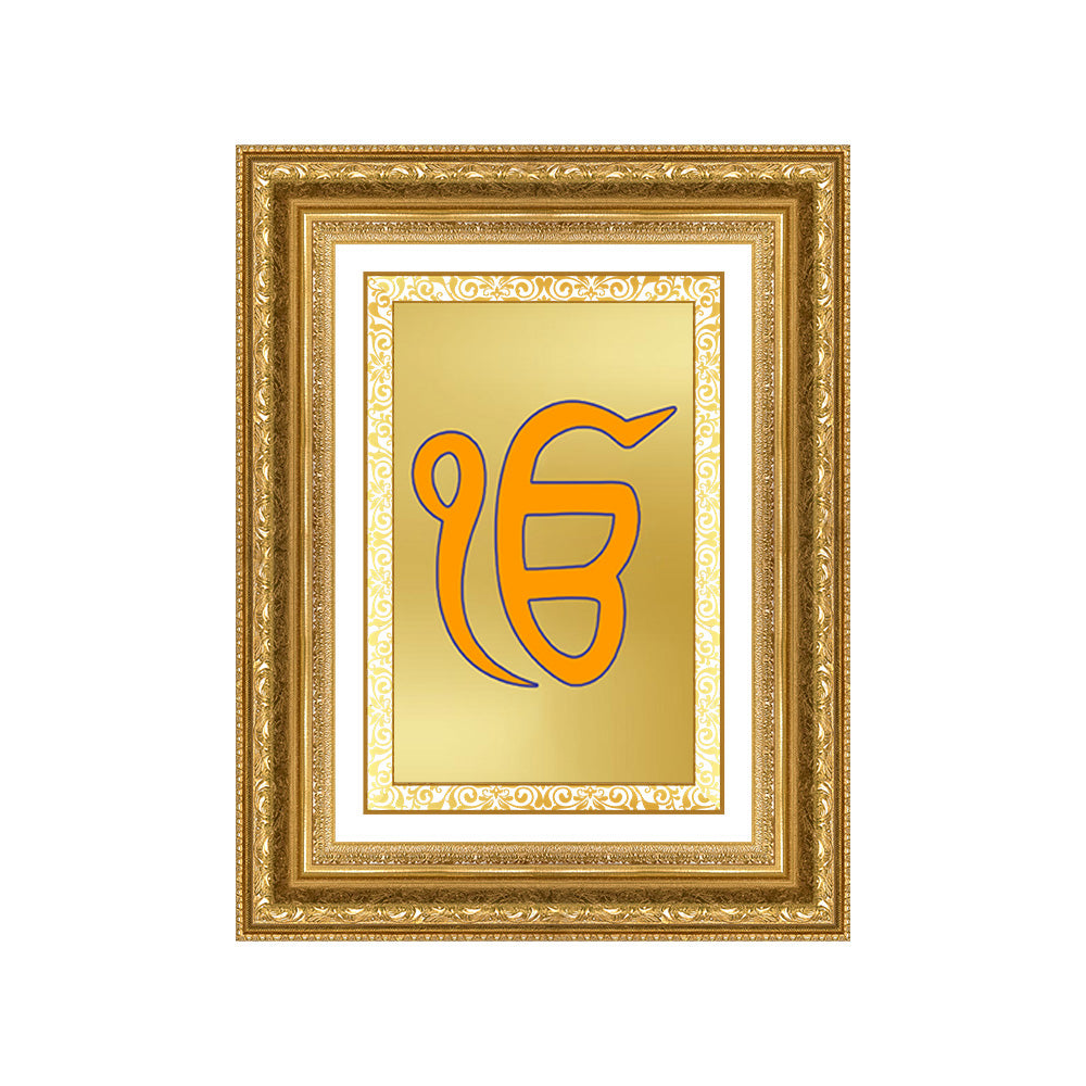 Diviniti 24K Gold Plated Ik Omkar (Classic) Divine Wall Frame for Home Mandir & Office Decor | Luxury Spiritual Gift