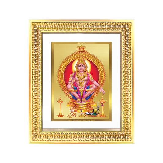 Diviniti 24K Gold Plated Ayyappan Divine Wall Frame for Home Mandir & Office Decor | Luxury Spiritual Gift