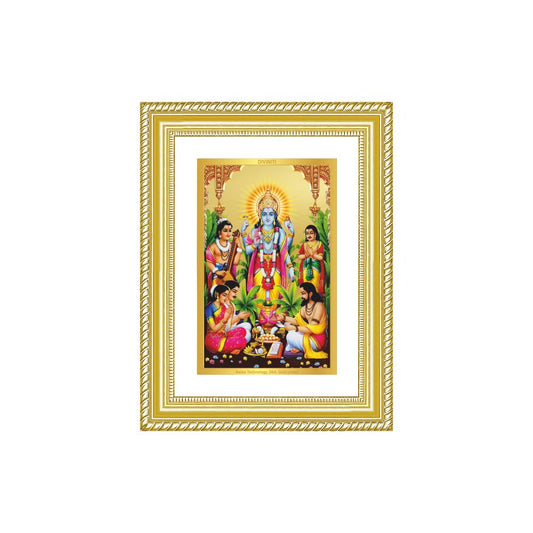 Diviniti 24K Gold Plated Satyanarayan (Classic) Divine Wall Frame for Home Mandir & Office Decor | Luxury Spiritual Gift
