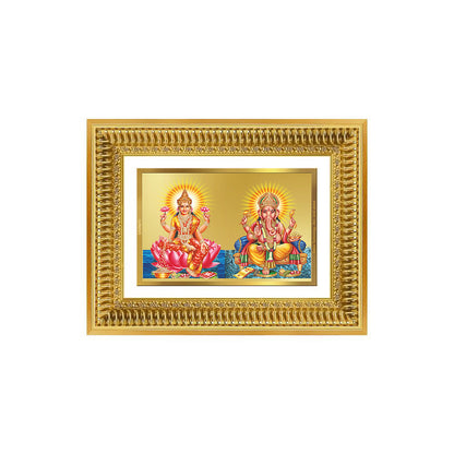 Diviniti 24K Gold Plated Lakshmi Ganesha (Classic) Divine Wall Frame for Home Mandir & Office Decor | Luxury Spiritual Gift