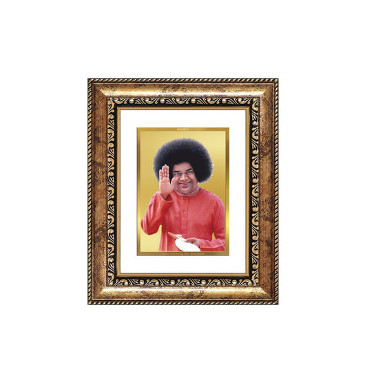 Diviniti 24K Gold Plated Satya Sai Baba Divine Table Top Frame for Home Mandir & Office Decor | Luxury Spiritual Gift