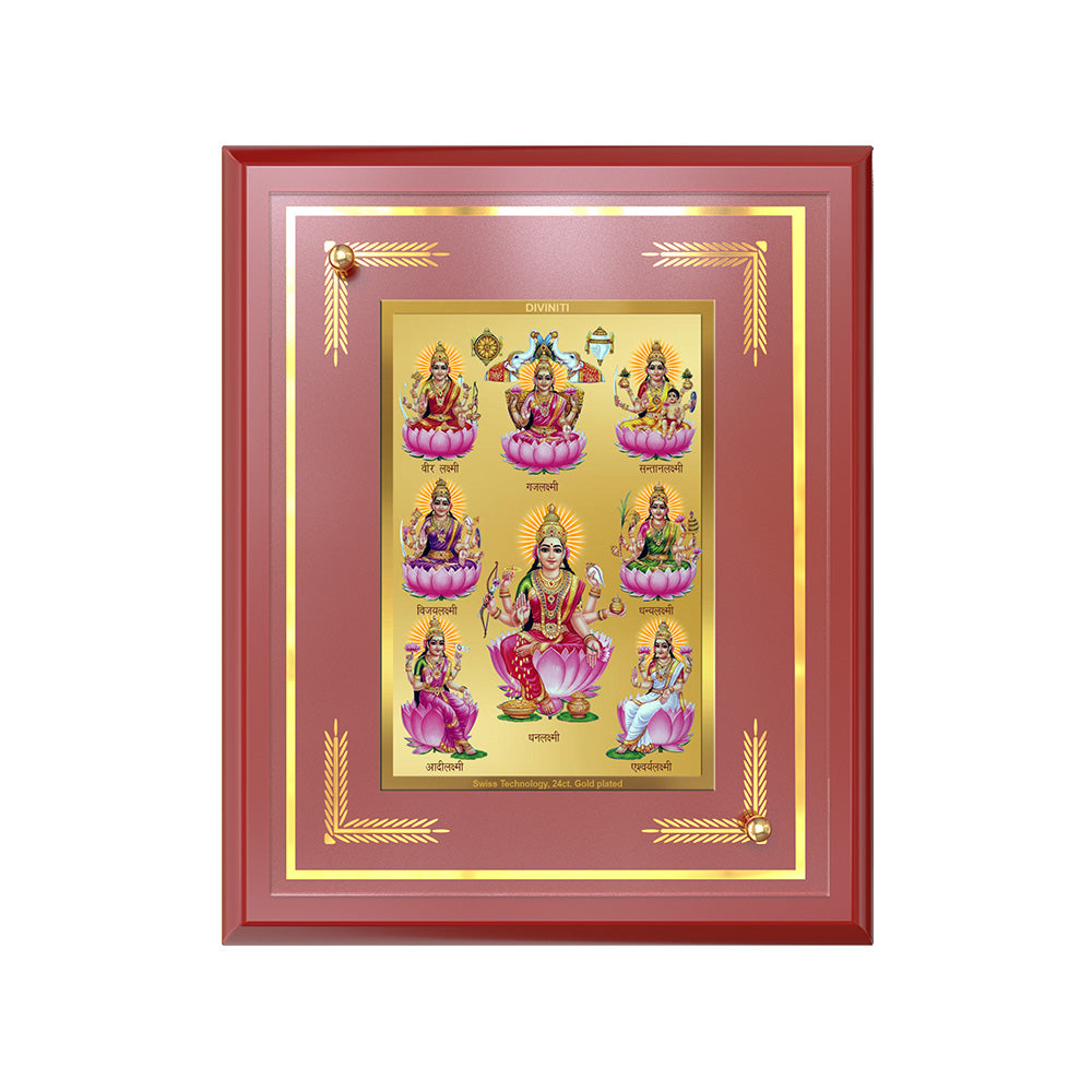 Diviniti 24K Gold Plated Ashtalakshmi Blessing Tabletop Photo Frame | Wealth, Prosperity & Divine Abundance