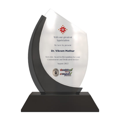 Luxury Crystal Plaque Geometric Black & Clear Personalized Trophy for Milestones and Leadership Honors