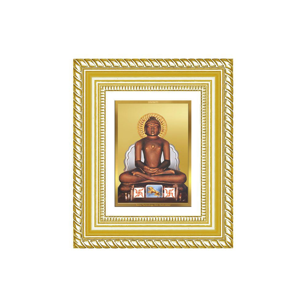 Diviniti 24K Gold Plated Mahavir Divine Table Top Frame for Home Mandir & Office Decor | Luxury Spiritual Gift