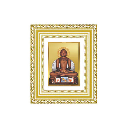 Diviniti 24K Gold Plated Mahavir Divine Table Top Frame for Home Mandir & Office Decor | Luxury Spiritual Gift