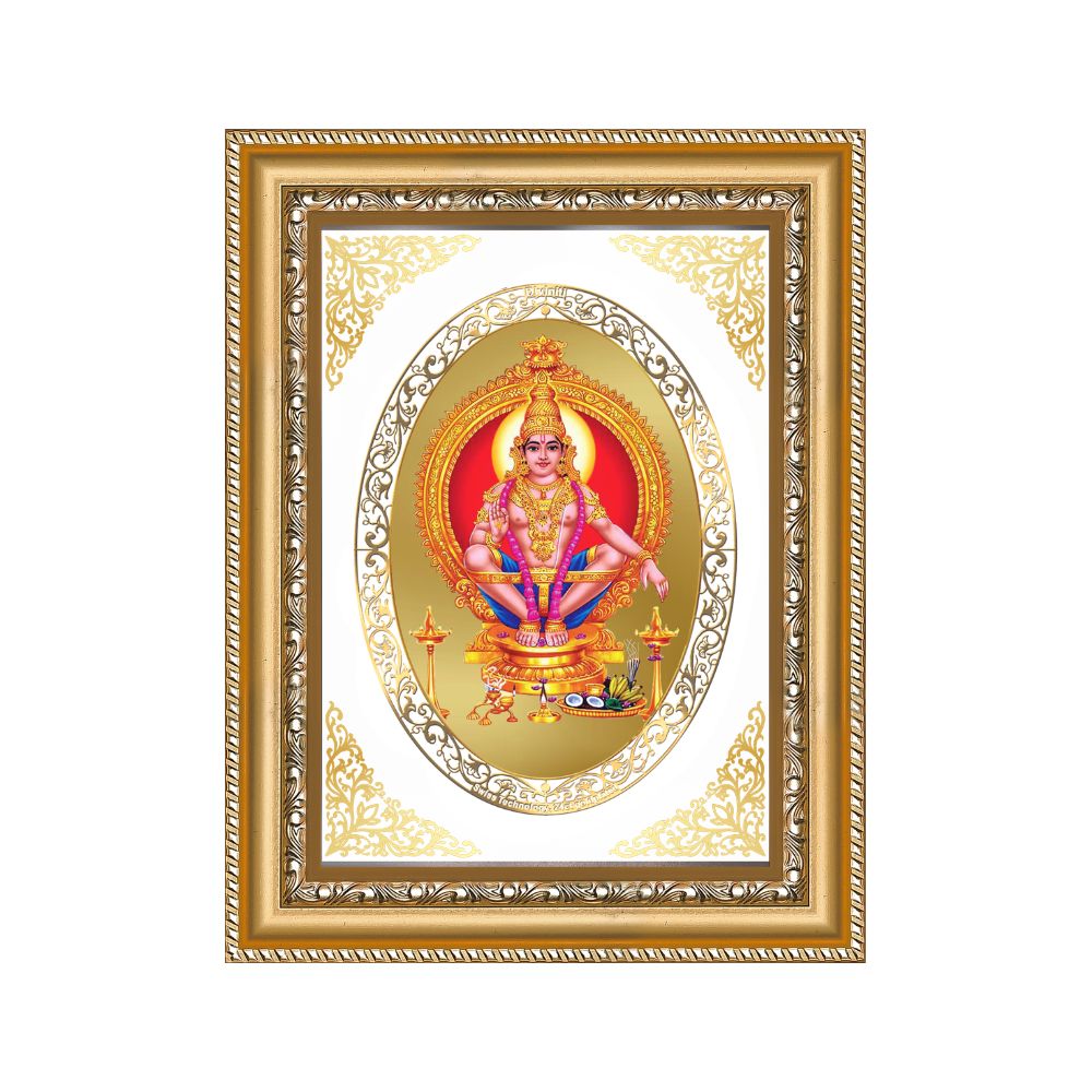 Lord Ayyappa | Divine Wall & Tabletop Royal Photo Frame in 24K Gold Plated Foil