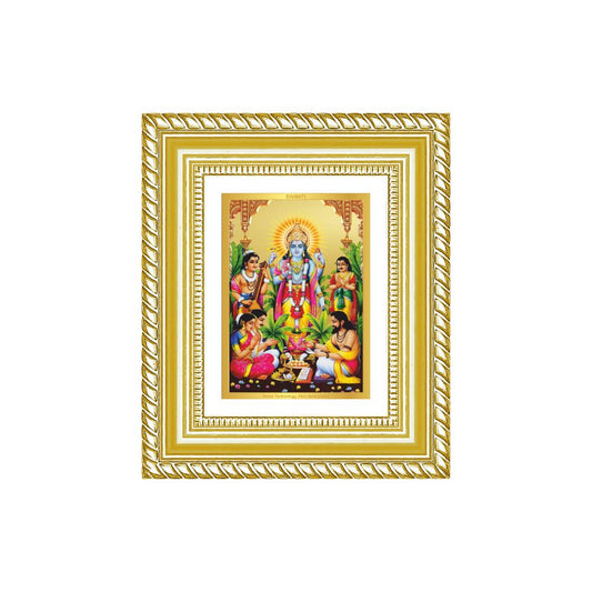 Diviniti 24K Gold Plated Satyanarayan Divine Table Top Frame for Home Mandir & Office Decor | Luxury Spiritual Gift