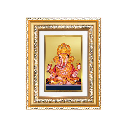 Diviniti 24K Gold Plated Dagadu Ganesha (Classic) Divine Wall and Table Top Frame for Home Mandir & Office Decor | Luxury Spiritual Gift