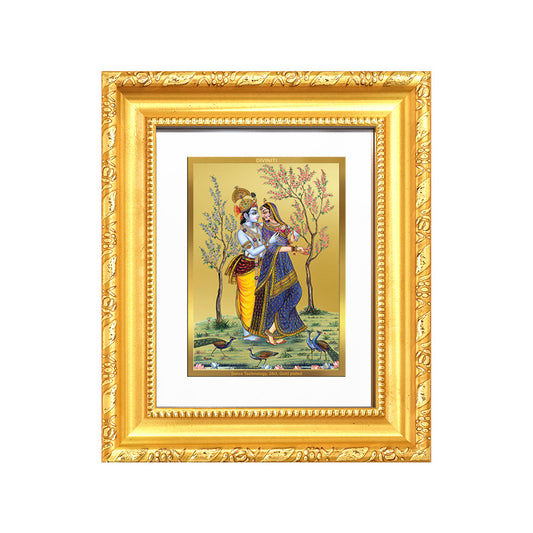 Diviniti 24K Gold Plated Radha Krishna |Divine Table Top Frame for Home Mandir & Office Decor | Luxury Spiritual Gift