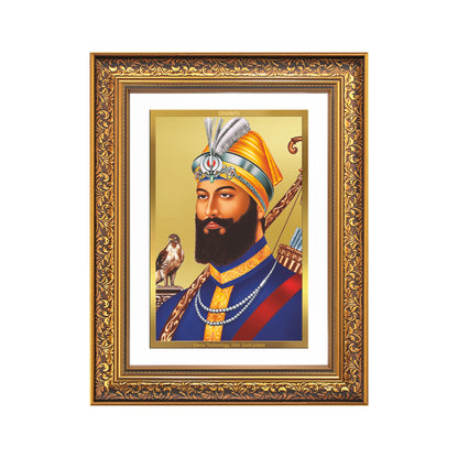 Diviniti 24K Gold Plated Guru Gobind Singh Ji (Classic) Sacred Sikh Wall Frame for Home Decor & Office Ambiance | Premium Spiritual Gift