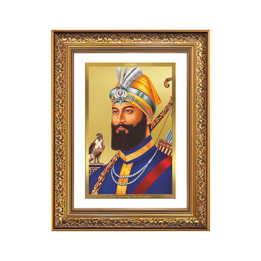 Diviniti 24K Gold Plated Guru Gobind Singh Ji (Classic) Sacred Sikh Wall Frame for Home Decor & Office Ambiance | Premium Spiritual Gift